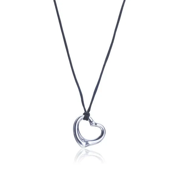 Elsa Peretti Silver Heart & Diamond Pendant Necklace