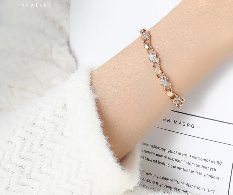 European and American ins stitching micro-inlaid love bracelet light luxury retro temperament female niche design