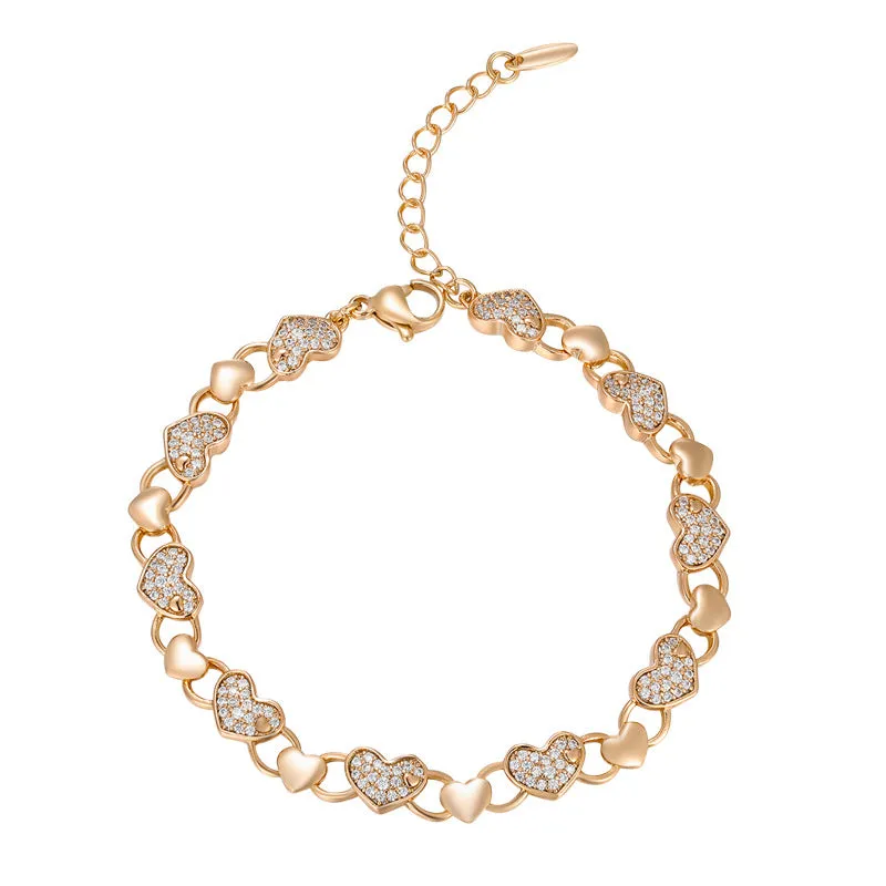 European and American ins stitching micro-inlaid love bracelet light luxury retro temperament female niche design