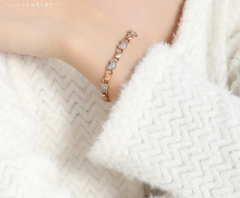 European and American ins stitching micro-inlaid love bracelet light luxury retro temperament female niche design
