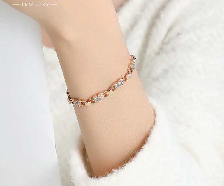 European and American ins stitching micro-inlaid love bracelet light luxury retro temperament female niche design
