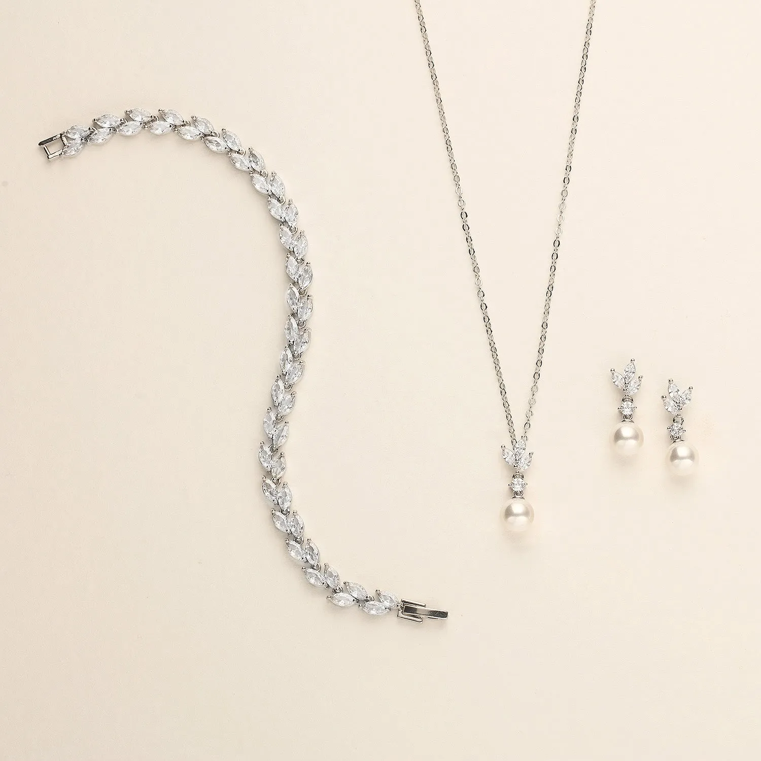 Eve Pearl CZ Jewelry Set