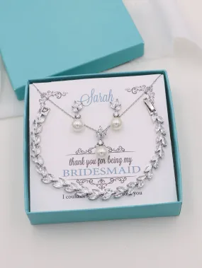 Eve Pearl CZ Jewelry Set