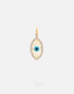 Evil Eye Charm Pendant – Marquise with Diamonds