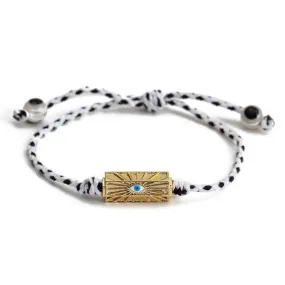 Eye Locket Rope Braided Bracelet White-Black