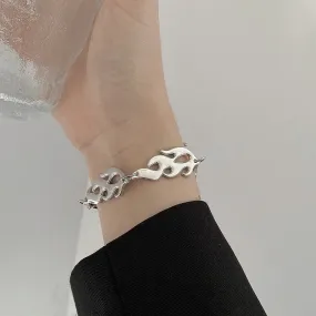 Flame decor metal chain bracelet