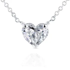 Floating Heart Diamond Necklace 3/4 CTW in 14K White Gold (Certified, SI)