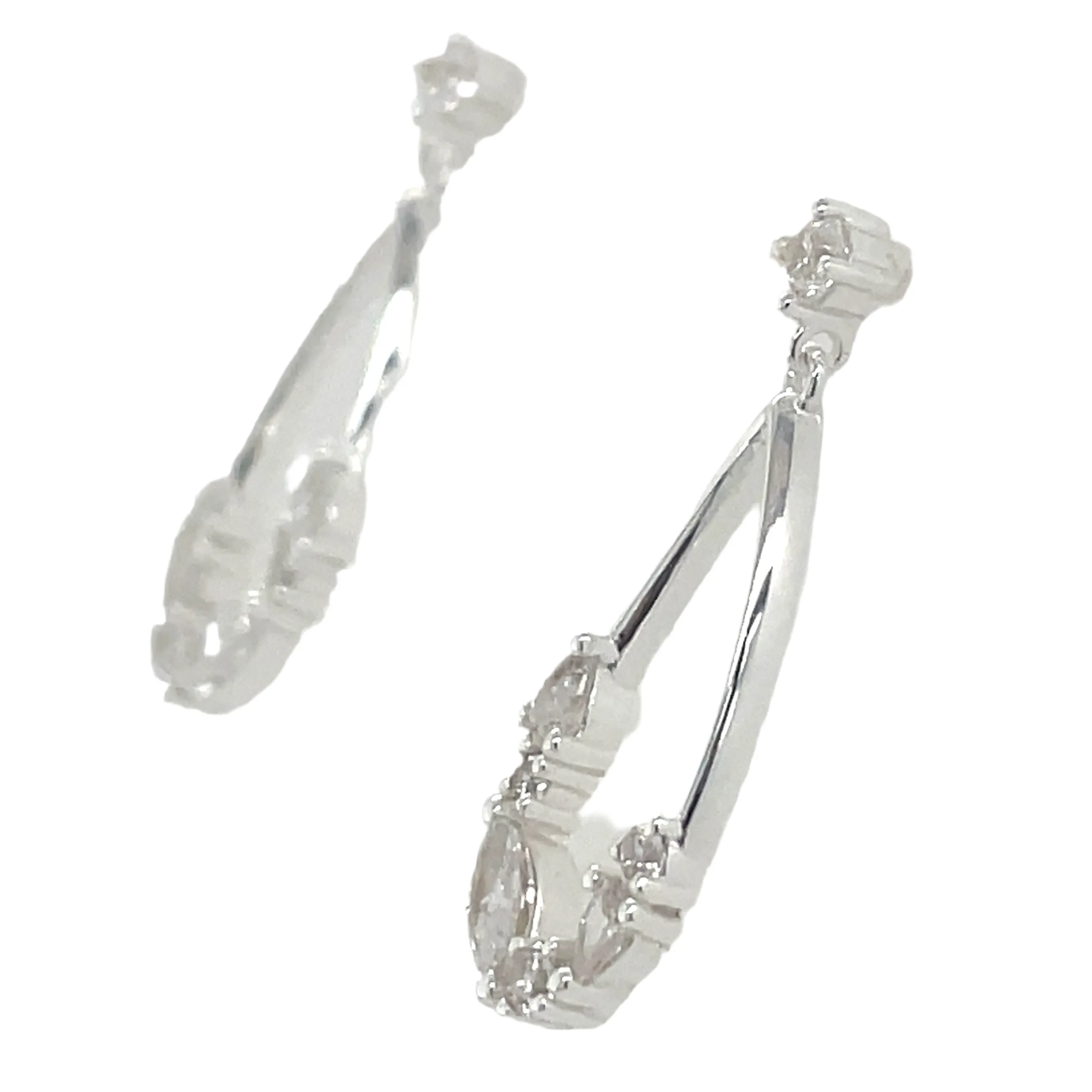 Forma Sterling Silver Scattered Cz Drop Earrings