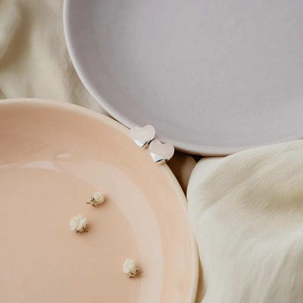 Full Heart Studs- Rose Quartz