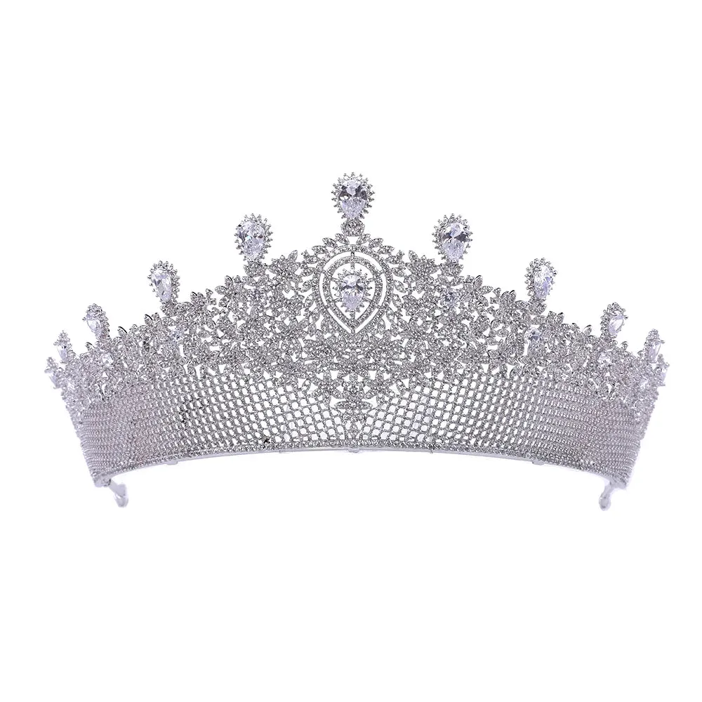 Full Zirconia Crystal Wedding Crown Hair Jewelry Bridal Headpiece