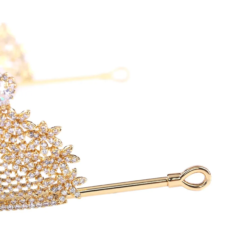 Full Zirconia Crystal Wedding Crown Hair Jewelry Bridal Headpiece