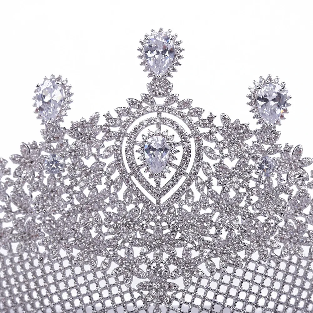 Full Zirconia Crystal Wedding Crown Hair Jewelry Bridal Headpiece