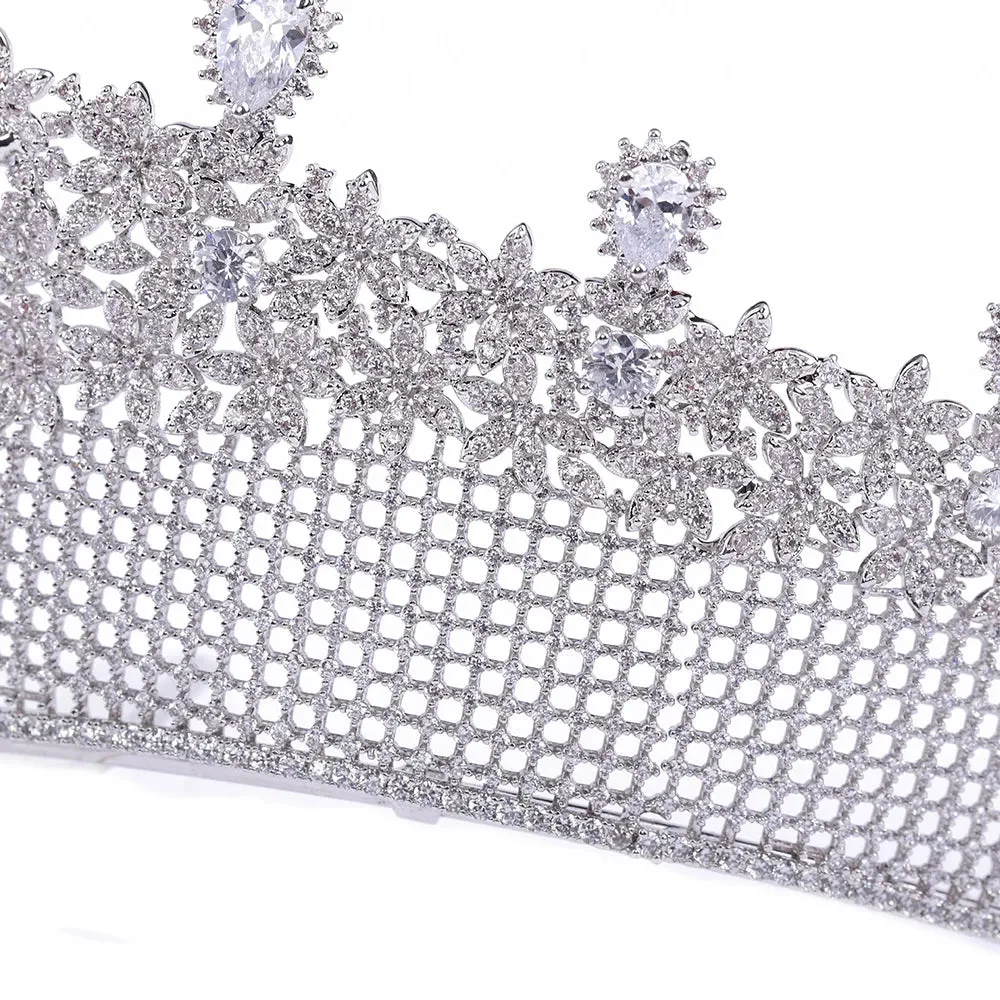 Full Zirconia Crystal Wedding Crown Hair Jewelry Bridal Headpiece