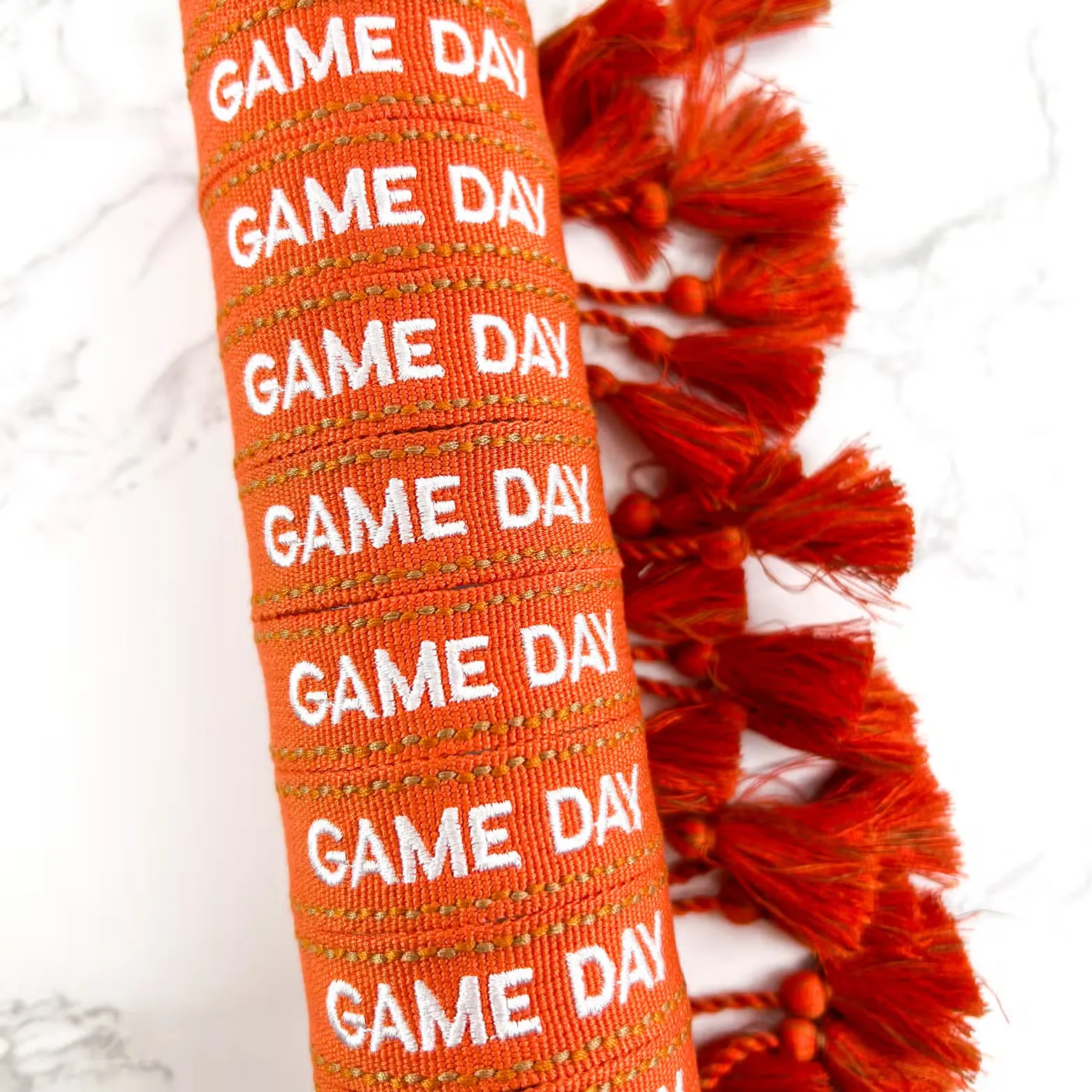 Game Day Embroidered Bracelet - Orange