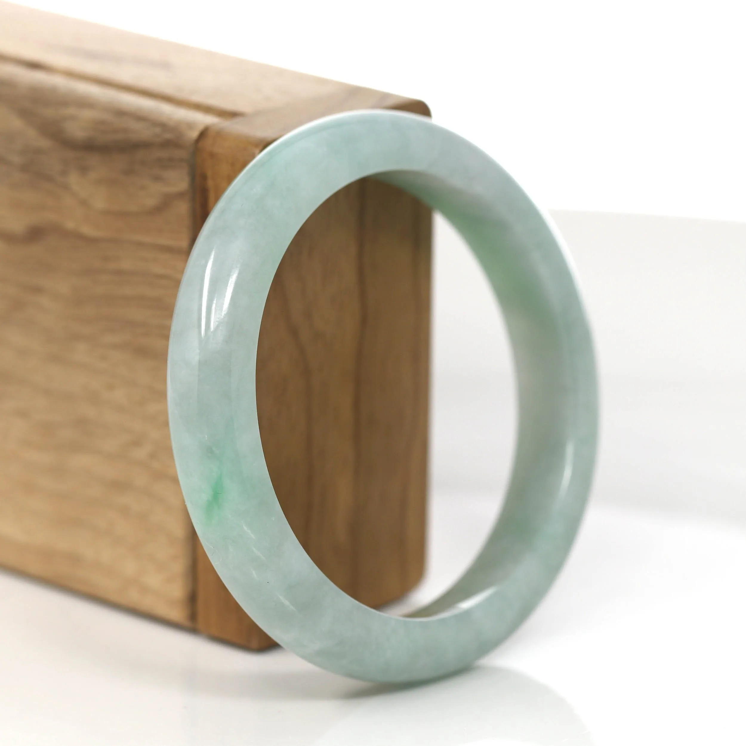 Genuine Burmese Green Jadeite Jade Bangle Bracelet (55.6 mm) #880