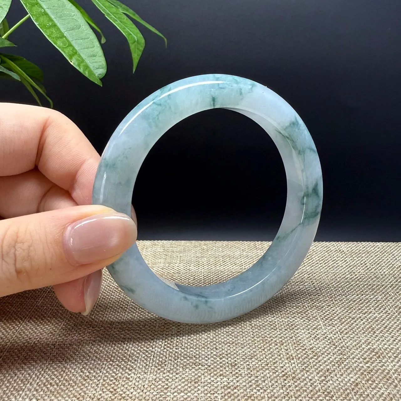Genuine Burmese Icy Blue Jade Jadeite Bangle Bracelet ( 59.3mm )