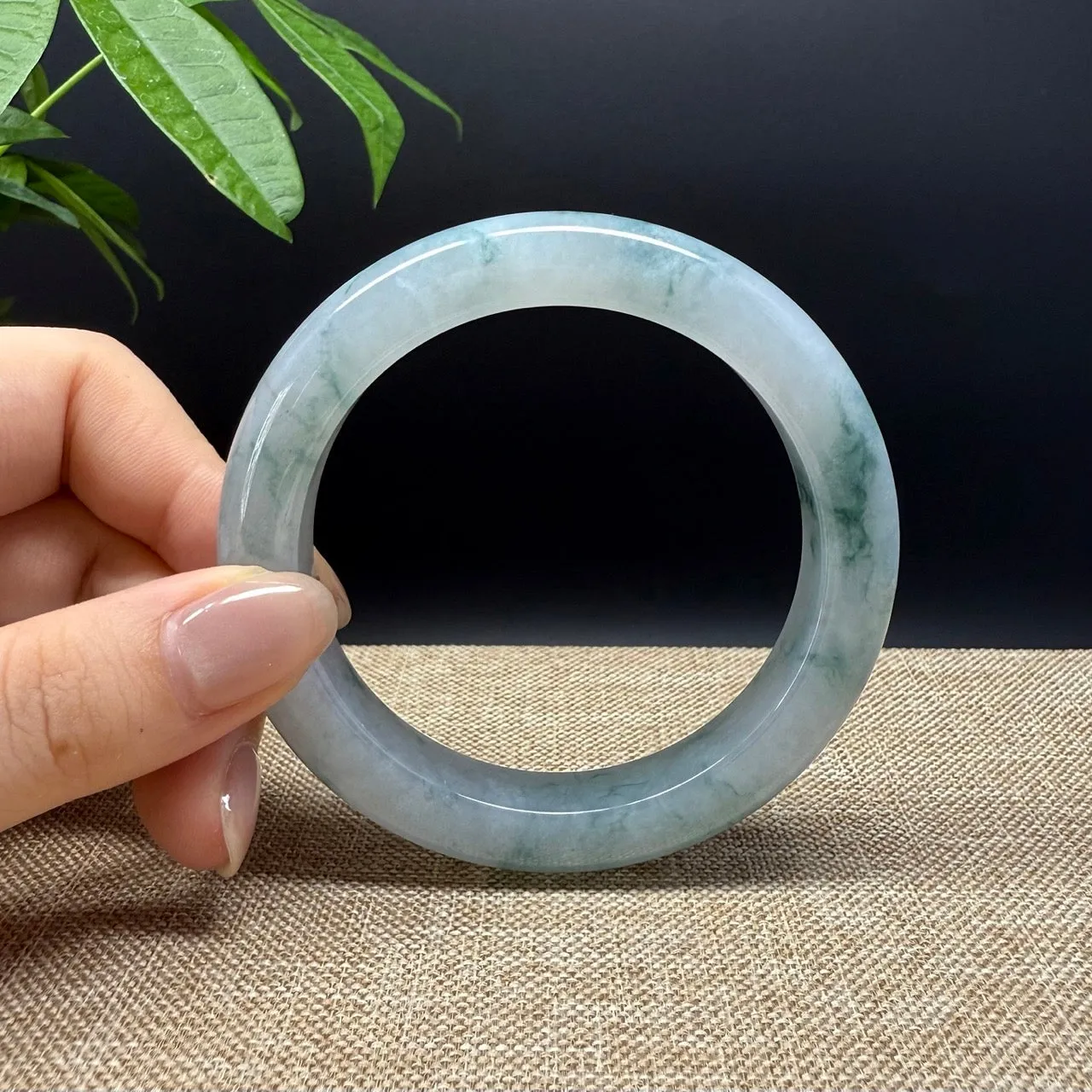 Genuine Burmese Icy Blue Jade Jadeite Bangle Bracelet ( 59.3mm )