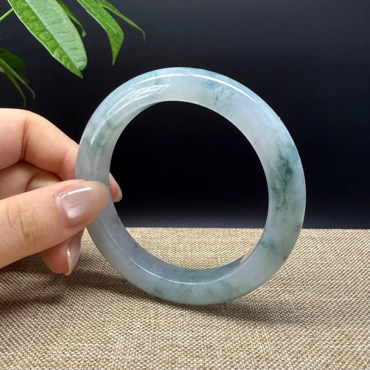 Genuine Burmese Icy Blue Jade Jadeite Bangle Bracelet ( 59.3mm )