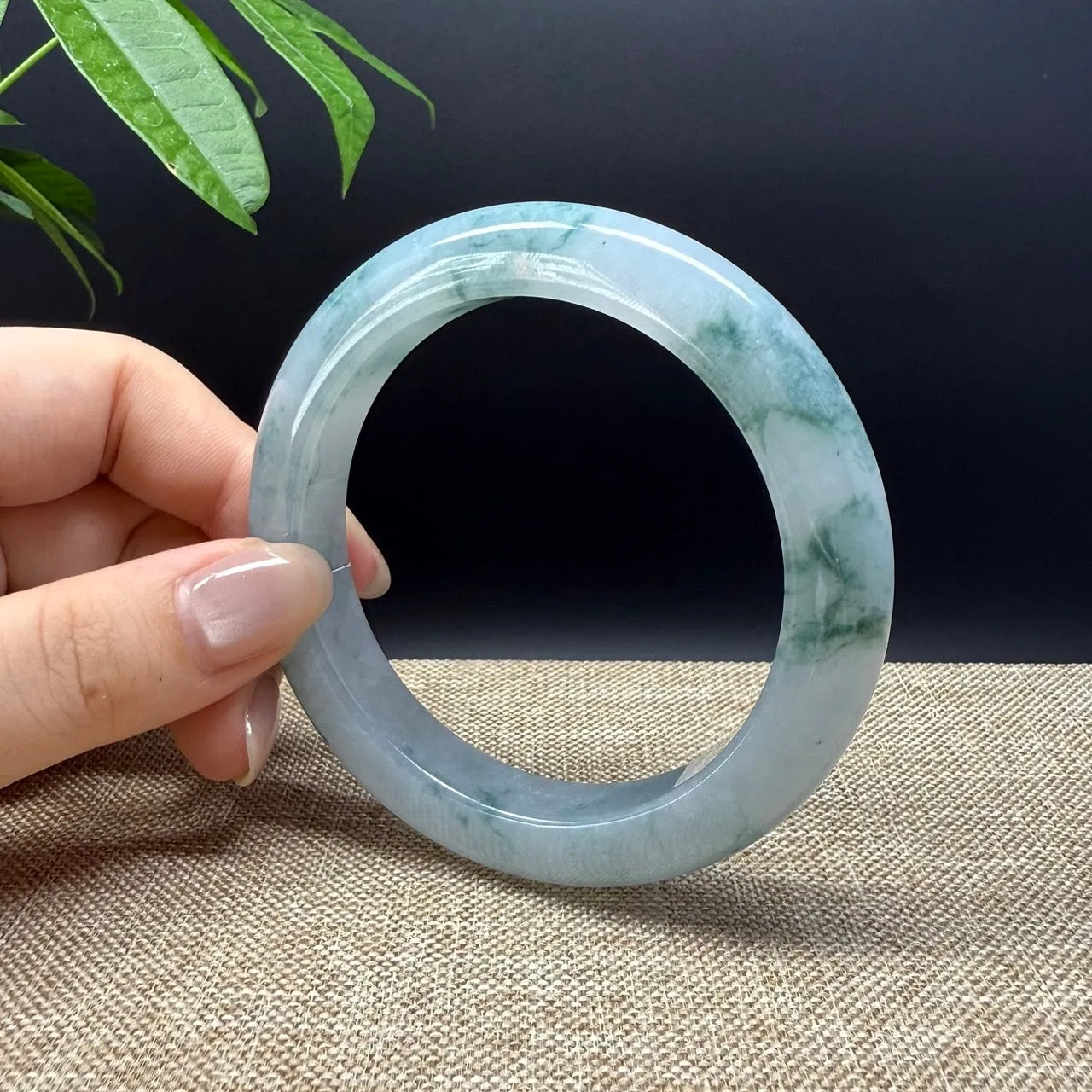 Genuine Burmese Icy Blue Jade Jadeite Bangle Bracelet ( 59.3mm )