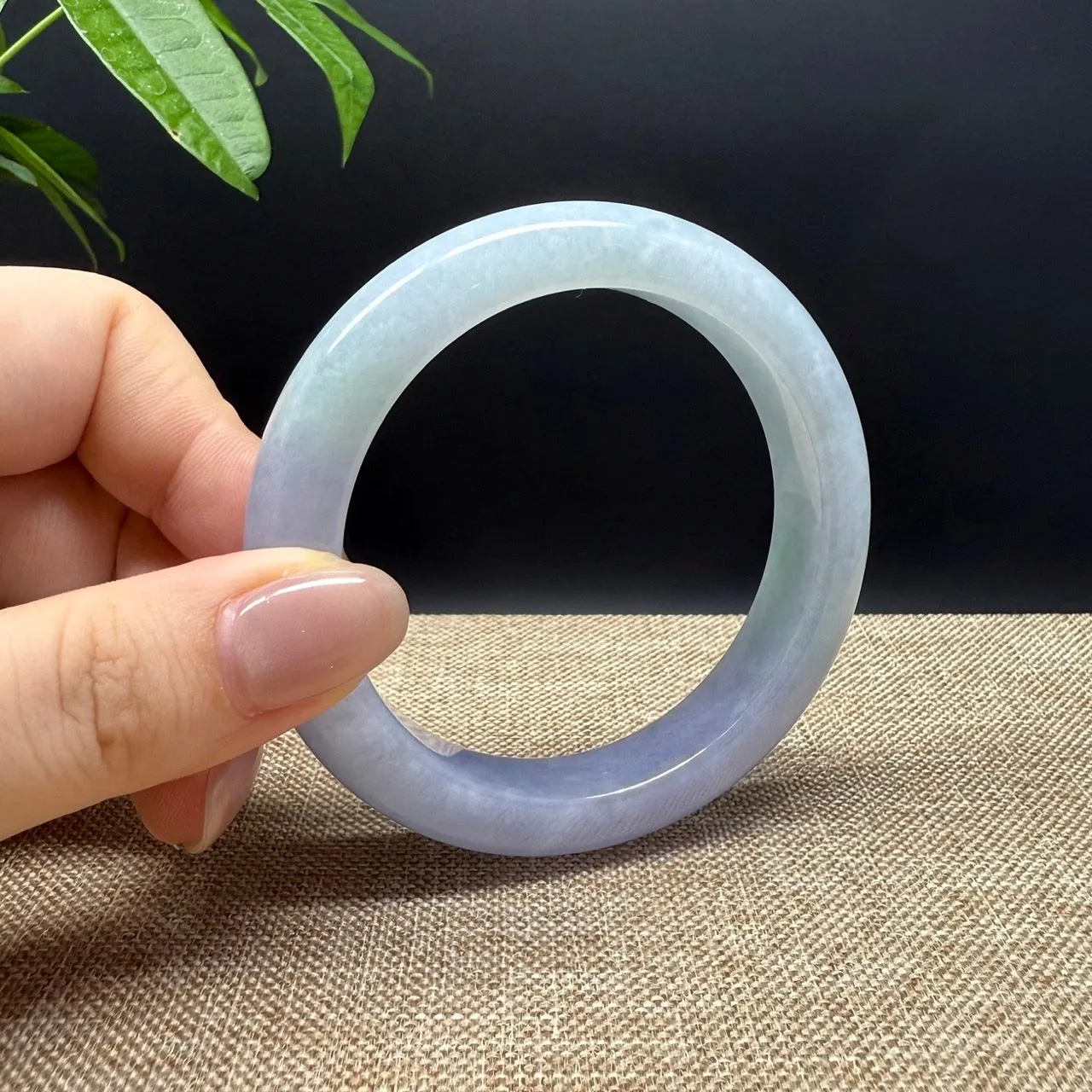 Genuine Burmese Lavender Green Jade Jadeite Bangle Bracelet ( 57.4mm )