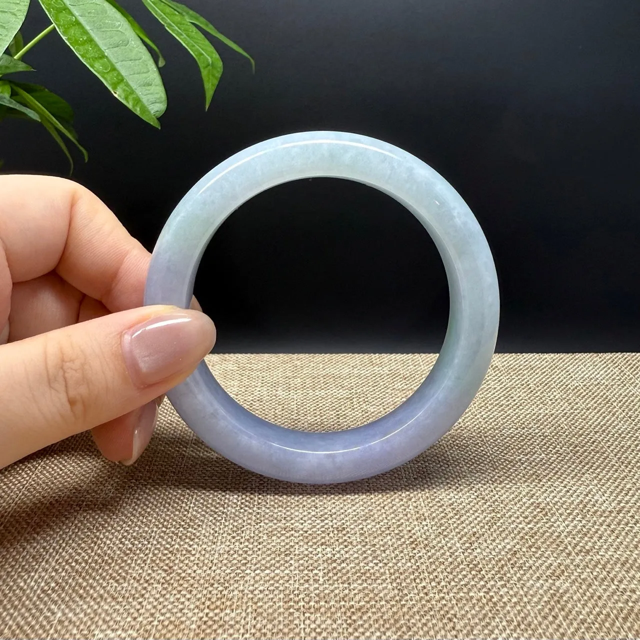 Genuine Burmese Lavender Green Jade Jadeite Bangle Bracelet ( 57.4mm )
