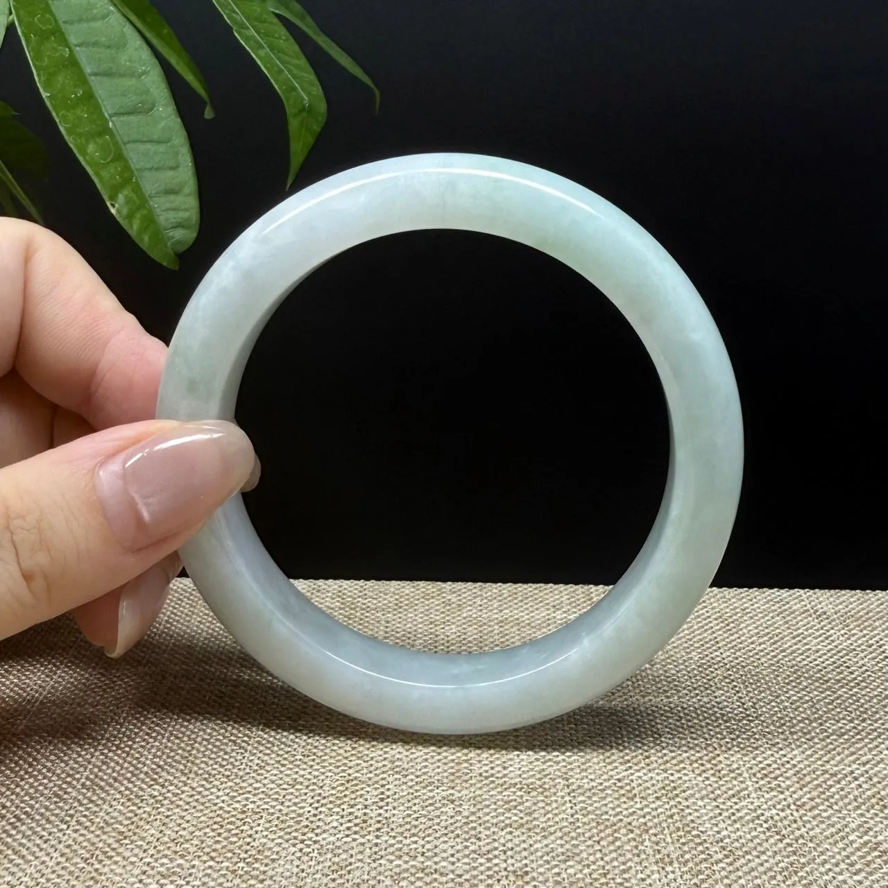 Genuine Burmese Lavender Green Jade Jadeite Bangle Bracelet ( 58.6mm )