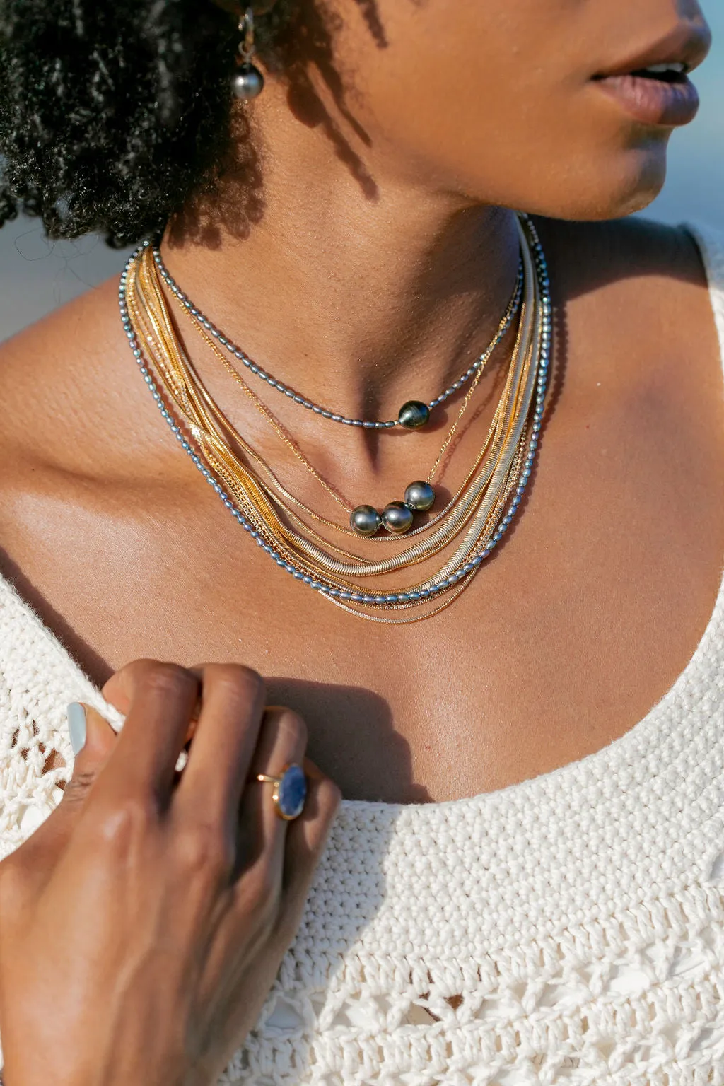 Genuine Tahitian Pearl Choker Necklace - Kaimalie