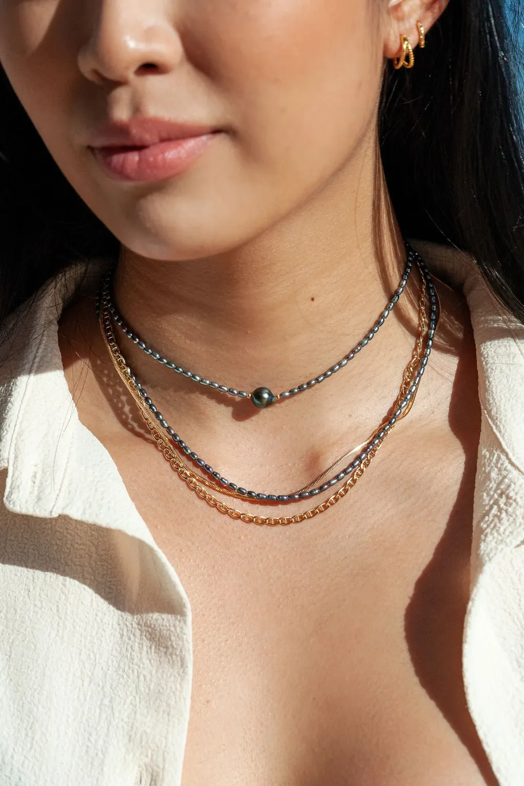 Genuine Tahitian Pearl Choker Necklace - Kaimalie
