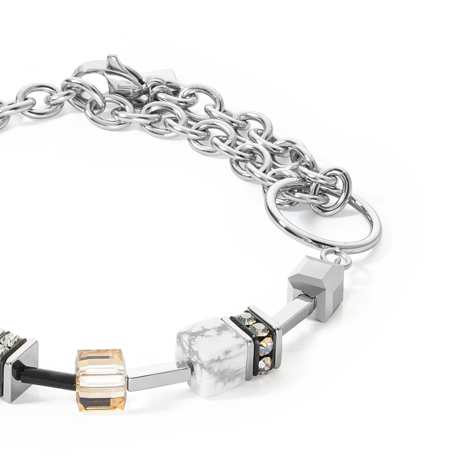 GeoCUBE® Iconic Precious Chain bracelet grey-beige