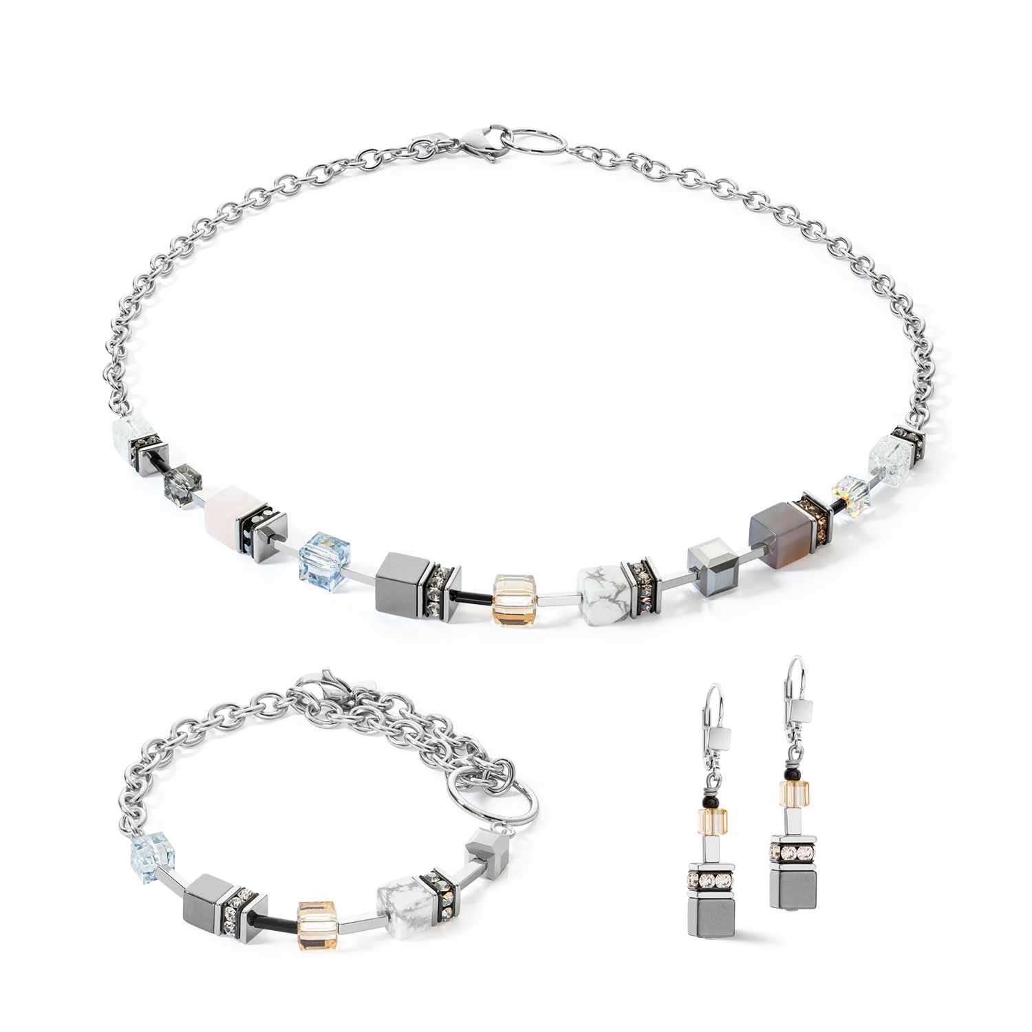 GeoCUBE® Iconic Precious Chain bracelet grey-beige
