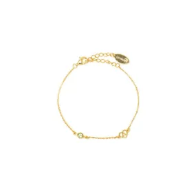 Georgini Natural Peridot and Two Natural Diamond August Bracelet - Gold