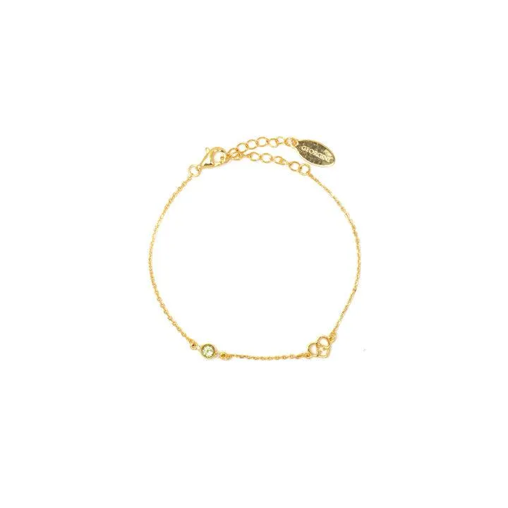 Georgini Natural Peridot and Two Natural Diamond August Bracelet - Gold