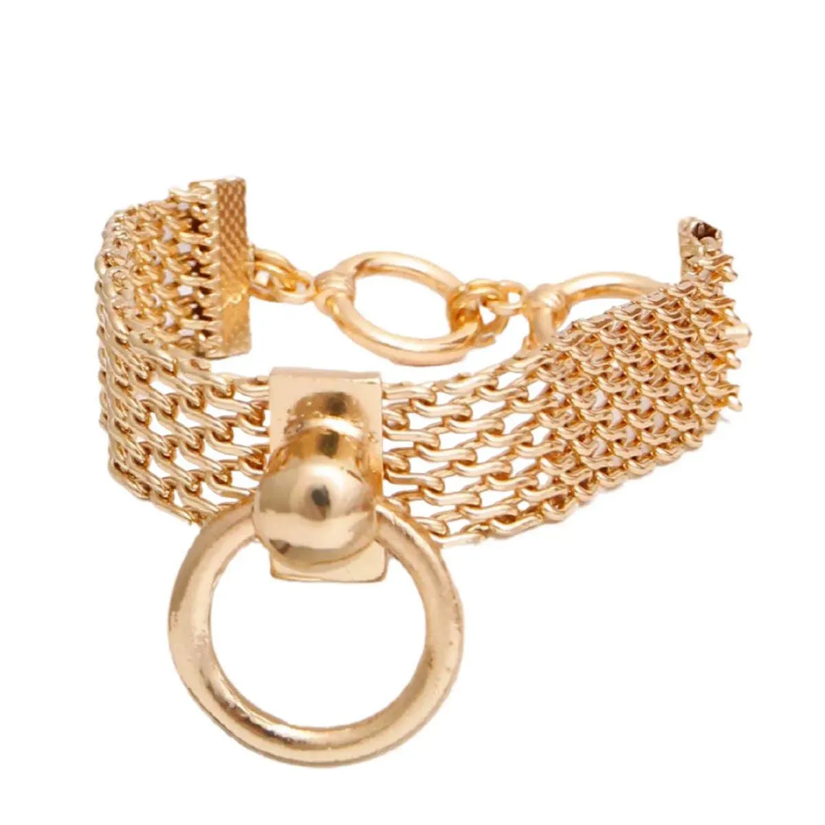 Get Noticed with Gold Mesh Chain Toggle Bracelet: Fashion Jewelry Statement Piece