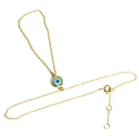 Gold-Dipped Hand Chain Bracelet with Blue Evil Eye