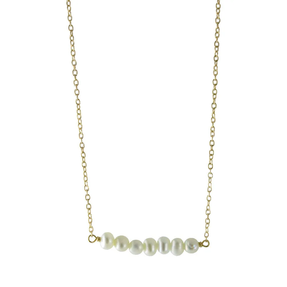 Gold-Dipped Pearl Bar Necklace
