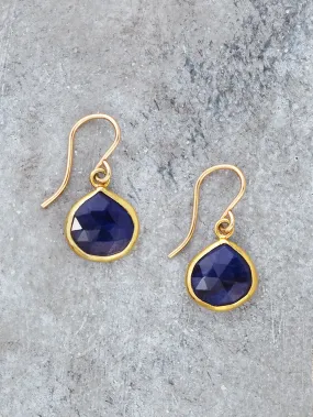 Gold Framed Lapis Teardrop Earrings