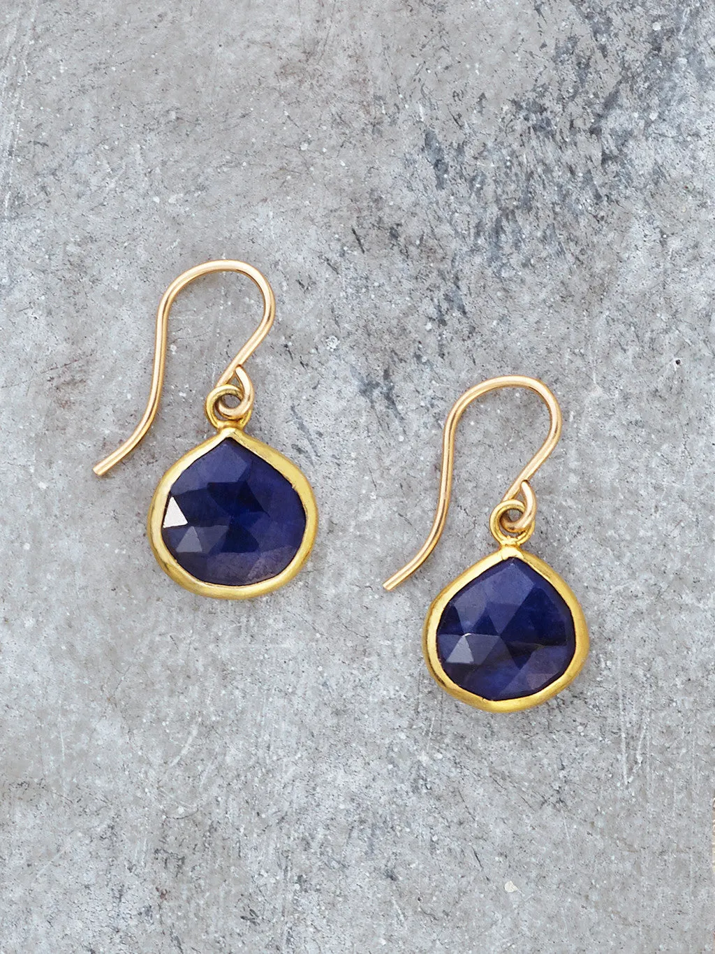 Gold Framed Lapis Teardrop Earrings