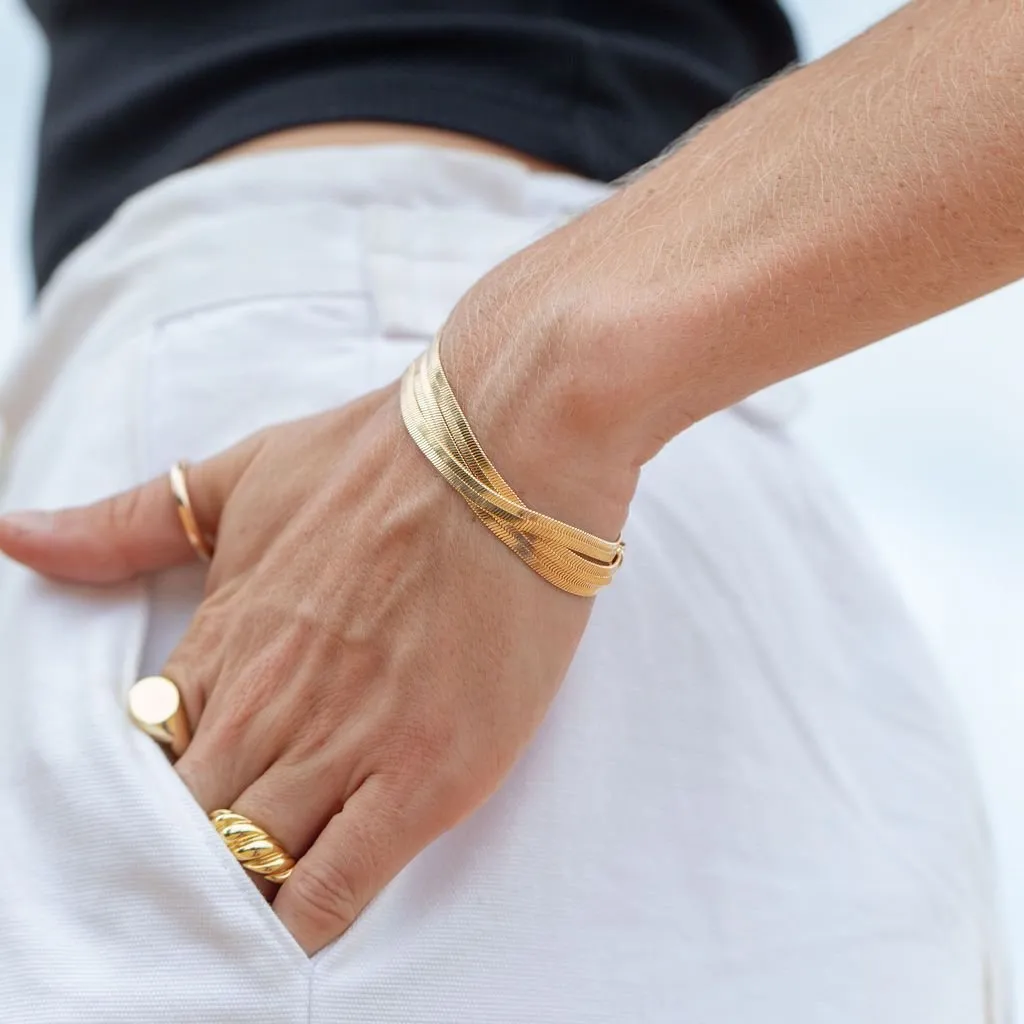 Gold Herringbone Bracelet - Konani