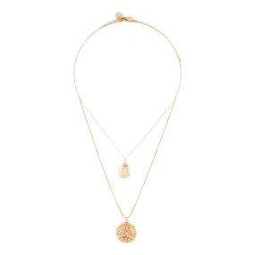 Gold Multi Layer Locket Pendant Necklace Set