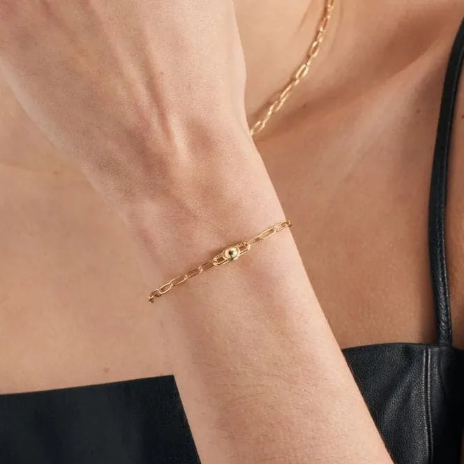 Gold Orb Link Chunky Chain Bracelet B045-02G