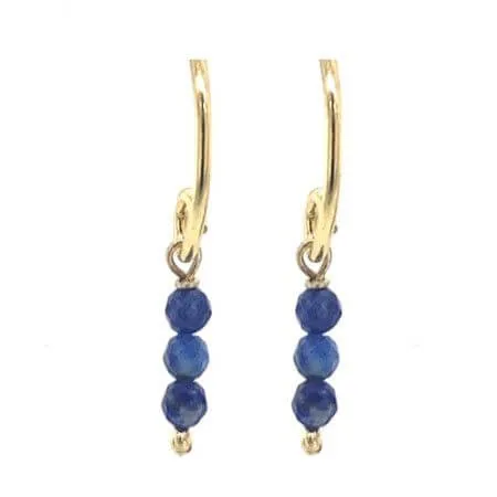 Gold Plated Earrings Three Stick Beads 2mm