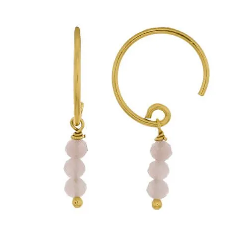 Gold Plated Earrings Three Stick Beads 2mm