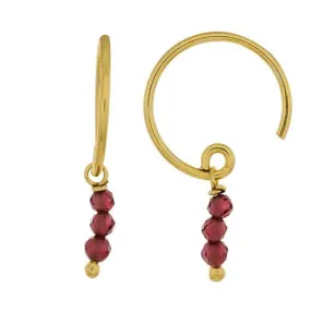 Gold Plated Earrings Three Stick Beads 2mm