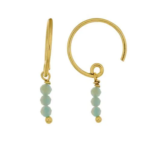 Gold Plated Earrings Three Stick Beads 2mm