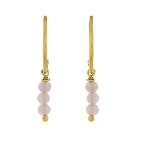 Gold Plated Earrings Three Stick Beads 2mm