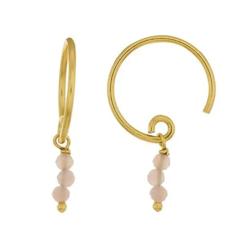 Gold Plated Earrings Three Stick Beads 2mm