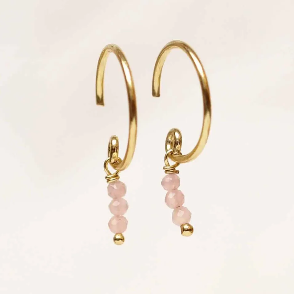 Gold Plated Earrings Three Stick Beads 2mm