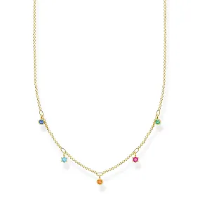 Gold Plated Sterling Silver Thomas Sabo Charm Club Coloured Zirconia Necklace 40-45cm