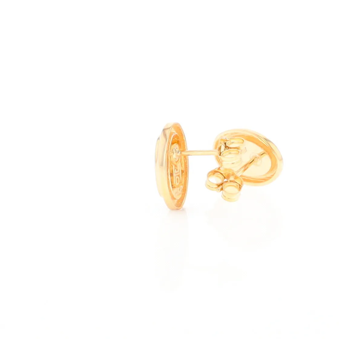Gold Quartz Earrings Oval Inlaid Design Studs