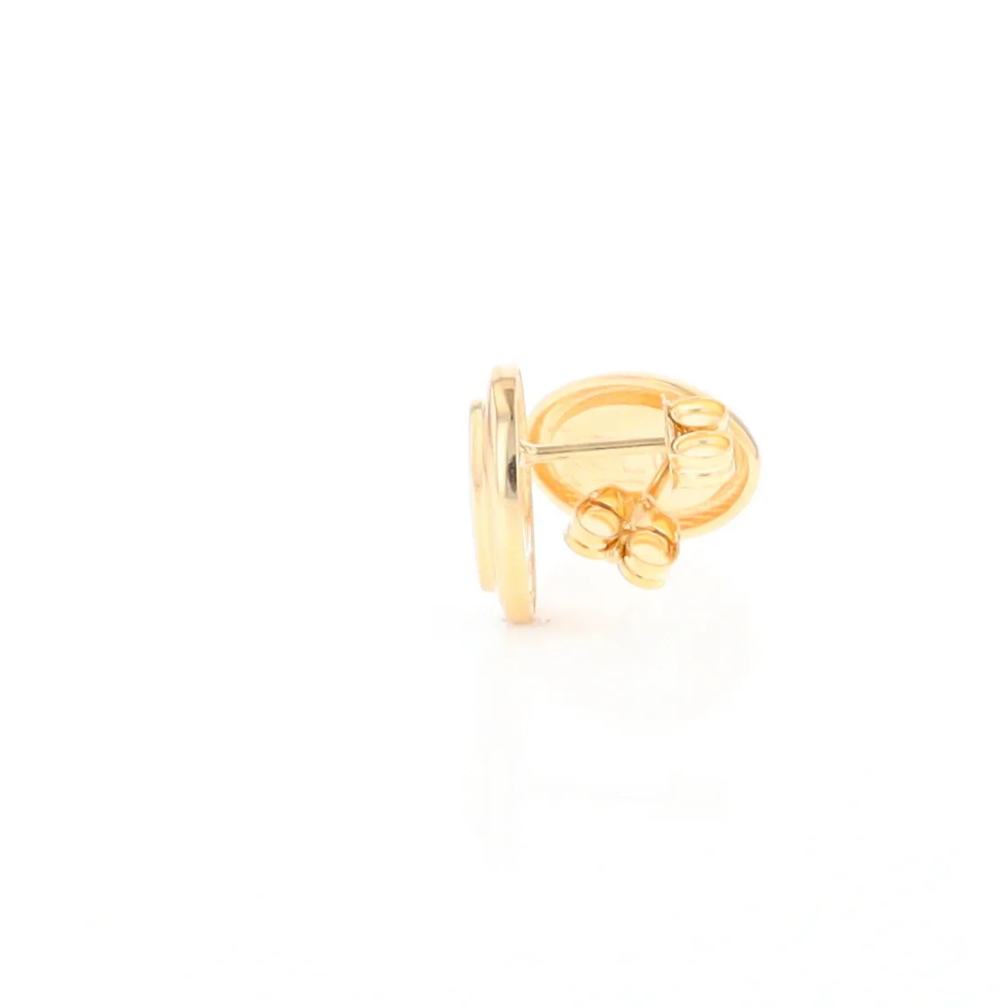 Gold Quartz Earrings Oval Inlaid Design Studs